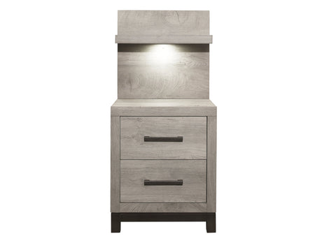 Zephyr Light Gray Nightstand with Wall Panel - Ornate Home
