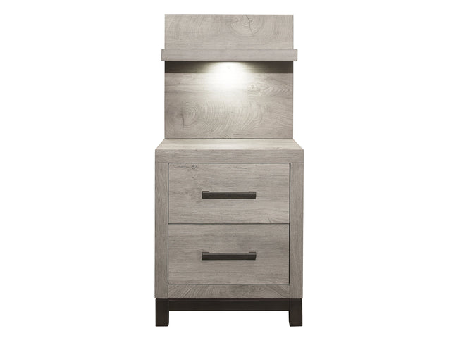 Zephyr Light Gray Nightstand with Wall Panel - Ornate Home