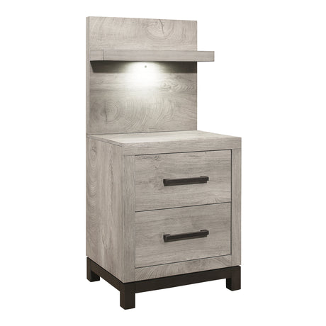Zephyr Light Gray Nightstand with Wall Panel - Ornate Home