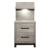 Zephyr Light Gray Nightstand with Wall Panel - Ornate Home