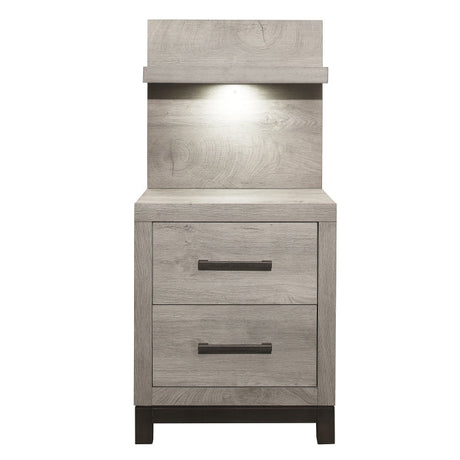 Zephyr Light Gray Nightstand with Wall Panel - Ornate Home