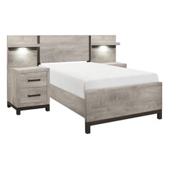 Zephyr Silver Twin Wall Bed 5pc Bedroom Set - Ornate Home