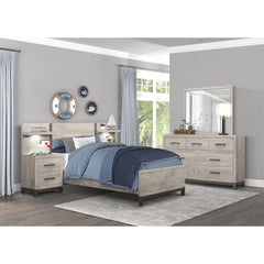 Zephyr Silver Twin Wall Bed 5pc Bedroom Set - Ornate Home