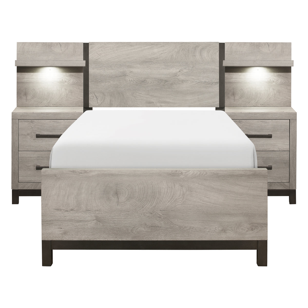 Zephyr Silver Twin Wall Bed 5pc Bedroom Set - Ornate Home