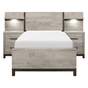 Zephyr Silver Twin Wall Bed 5pc Bedroom Set - Ornate Home