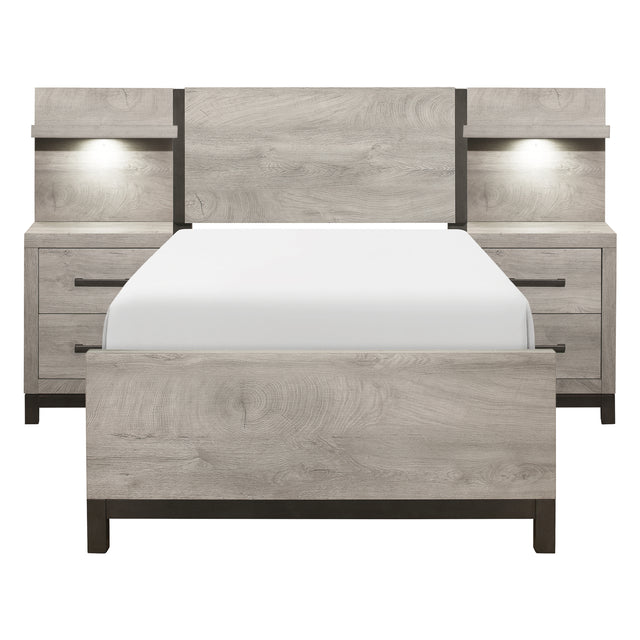 Zephyr Silver Twin Wall Bed 5pc Bedroom Set - Ornate Home