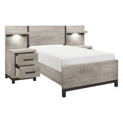 Zephyr Silver Twin Wall Bed 5pc Bedroom Set - Ornate Home