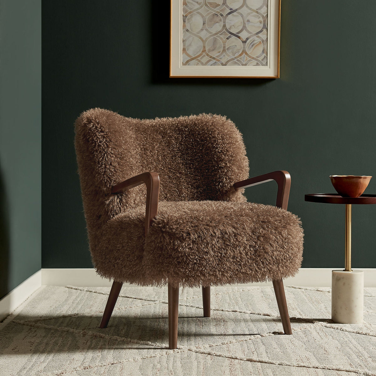 Zerra Brown Faux Shearling Accent Armchair - Ornate Home