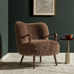 Zerra Brown Faux Shearling Accent Armchair - Ornate Home