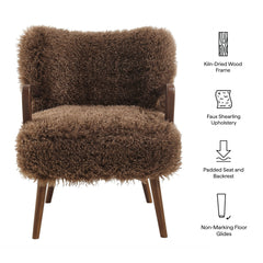 Zerra Brown Faux Shearling Accent Armchair - Ornate Home