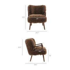 Zerra Brown Faux Shearling Accent Armchair - Ornate Home