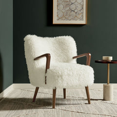 Zerra White Faux Shearling Accent Armchair - Ornate Home
