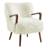 Zerra White Faux Shearling Accent Armchair - Ornate Home