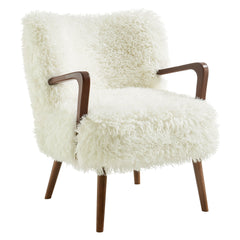 Zerra White Faux Shearling Accent Armchair - Ornate Home