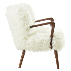 Zerra White Faux Shearling Accent Armchair - Ornate Home