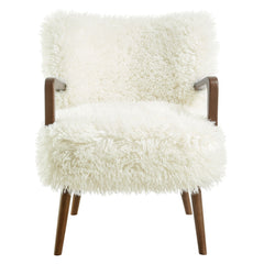 Zerra White Faux Shearling Accent Armchair - Ornate Home