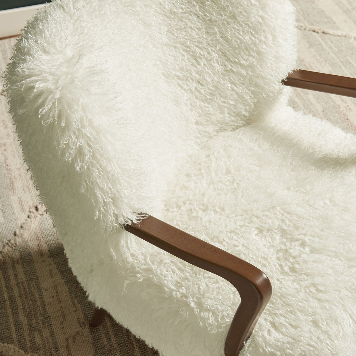 Zerra White Faux Shearling Accent Armchair - Ornate Home
