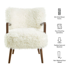 Zerra White Faux Shearling Accent Armchair - Ornate Home