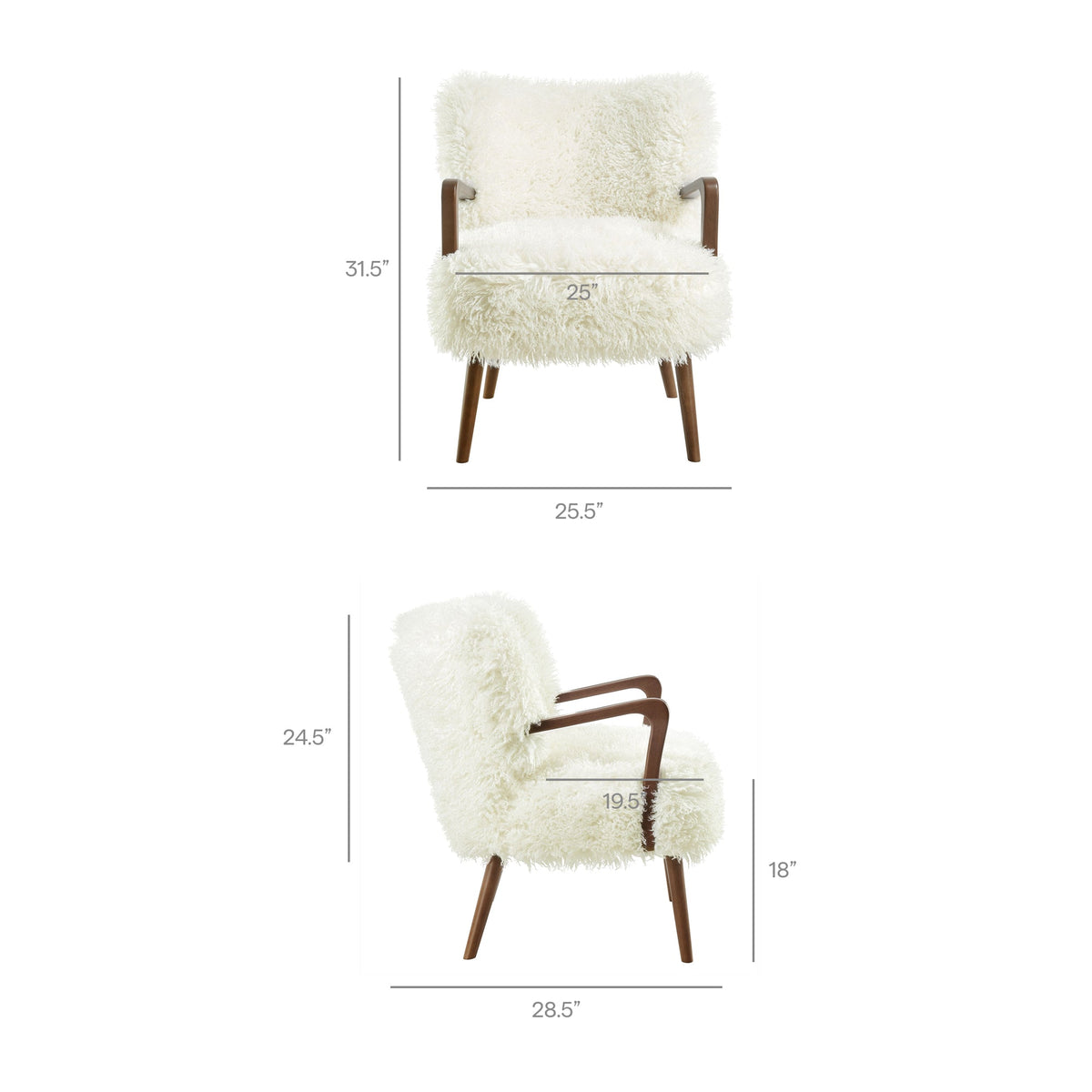 Zerra White Faux Shearling Accent Armchair - Ornate Home