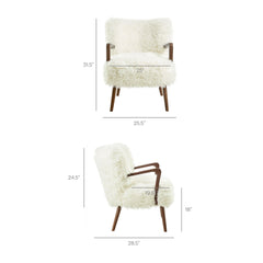 Zerra White Faux Shearling Accent Armchair - Ornate Home