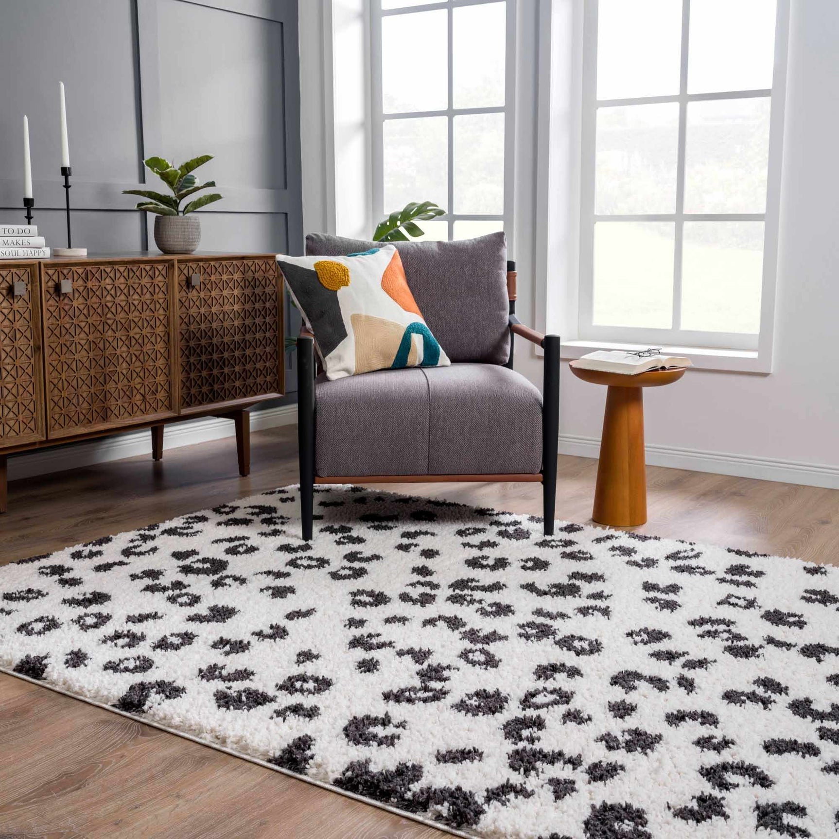 Zhen Black Spots Leopard Rug - Clearance - Ornate Home
