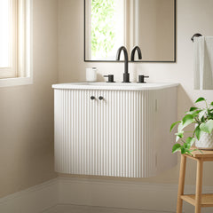 Zia Ivory 24" Wall-Mount Bathroom Vanity with Marble Sink - Ornate Home