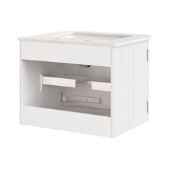 Zia Ivory 24" Wall-Mount Bathroom Vanity with Marble Sink - Ornate Home