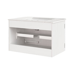 Zia Ivory 30" Wall-Mount Bathroom Vanity with Marble Sink - Ornate Home