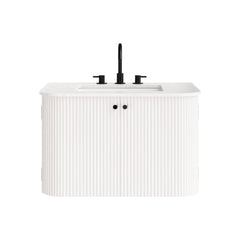 Zia Ivory 30" Wall-Mount Bathroom Vanity with Marble Sink - Ornate Home