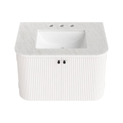 Zia Ivory 30" Wall-Mount Bathroom Vanity with Marble Sink - Ornate Home