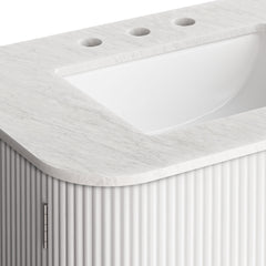 Zia Ivory 30" Wall-Mount Bathroom Vanity with Marble Sink - Ornate Home