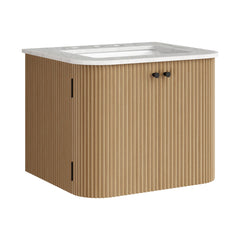Zia Natural 24" Wall-Mount Bathroom Vanity with Marble Sink - Ornate Home