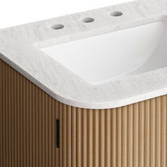 Zia Natural 24" Wall-Mount Bathroom Vanity with Marble Sink - Ornate Home