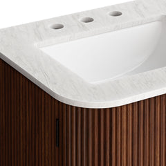 Zia Walnut 24" Wall-Mount Bathroom Vanity with Marble Sink - Ornate Home