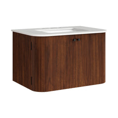Zia Walnut 30" Wall-Mount Bathroom Vanity with Marble Sink - Ornate Home