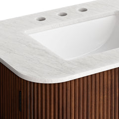 Zia Walnut 30" Wall-Mount Bathroom Vanity with Marble Sink - Ornate Home