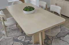 Zinnia Ash Wood Double Pedestal Dining Table in White Sand - Ornate Home
