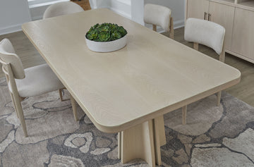 Zinnia Ash Wood Double Pedestal Dining Table in White Sand - Ornate Home