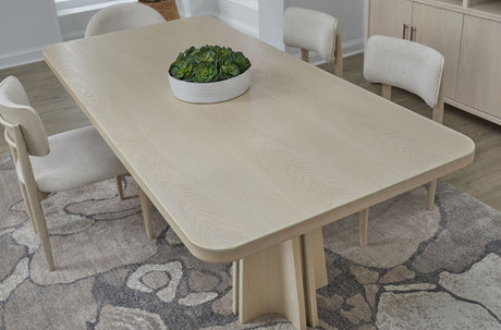 Zinnia Ash Wood Double Pedestal Dining Table in White Sand - Ornate Home