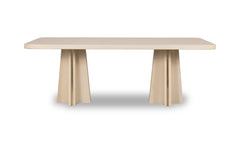 Zinnia Ash Wood Double Pedestal Dining Table in White Sand - Ornate Home