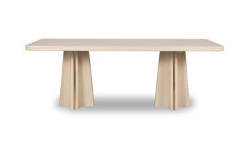Zinnia Ash Wood Double Pedestal Dining Table in White Sand - Ornate Home