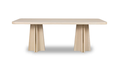 Zinnia Ash Wood Double Pedestal Dining Table in White Sand - Ornate Home