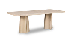 Zinnia Ash Wood Double Pedestal Dining Table in White Sand - Ornate Home