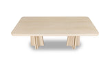 Zinnia Ash Wood Double Pedestal Dining Table in White Sand - Ornate Home