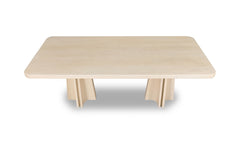 Zinnia Ash Wood Double Pedestal Dining Table in White Sand - Ornate Home