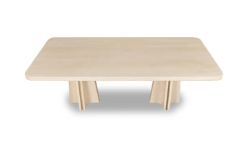 Zinnia Ash Wood Double Pedestal Dining Table in White Sand - Ornate Home