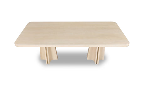 Zinnia Ash Wood Double Pedestal Dining Table in White Sand - Ornate Home