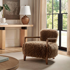 Zinnia Brown Faux Fur Accent Chair - Ornate Home