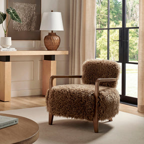 Zinnia Brown Faux Fur Accent Chair - Ornate Home