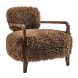 Zinnia Brown Faux Fur Accent Chair - Ornate Home